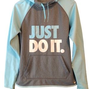 Green and light blue Nike hoodie. Unisex.